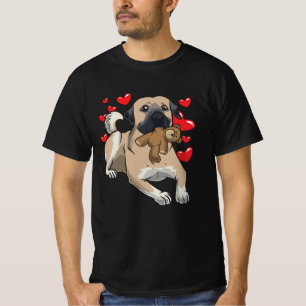 Camiseta Cão-cangal com animal recheado e muitos corações
