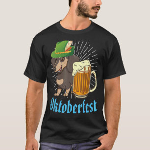 Camiseta Cão Cão Cão-Bávaro Lederhosen Bebendo Beer Oc