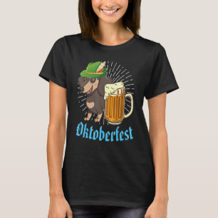 Camiseta Cão Cão Cão-Bávaro Lederhosen Bebendo Beer Oc
