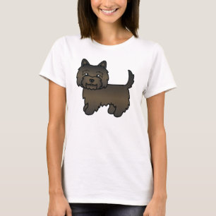 Camiseta Cão Cartoon de Cartoon de Cartoon do Cairn em Brin
