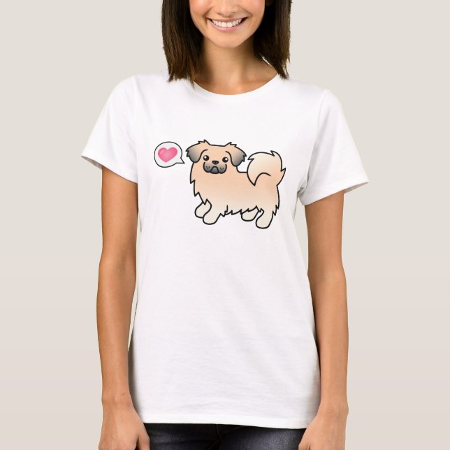 Camiseta Cão Cartoon Spaniel Tibetano Creme Sable (Frente)