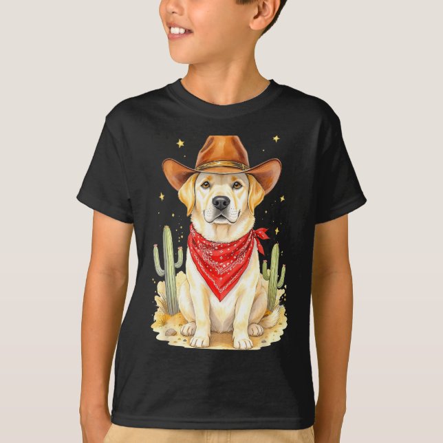 Camiseta Cão Caubói Labrador Retriever Ocidental Llabrador  (Frente)