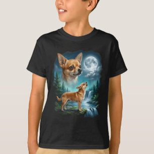 Camiseta Cão Chihuahua arte noite enluarada chihuahua uivan