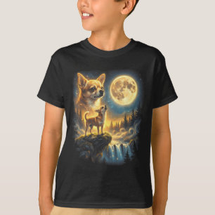 Camiseta Cão Chihuahua noite enluarada arte Chihuahua uivan