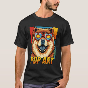 Camiseta Cão Chow Chow Pop Art Estilo de Quadrinhos Retro