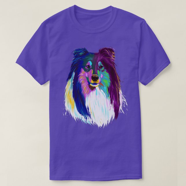Camiseta Cão Collie Bruto Colorido (Frente do Design)