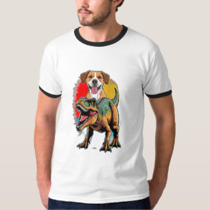 Camiseta Cão com corpo de dinossauro (T-Rex ou Tricer)