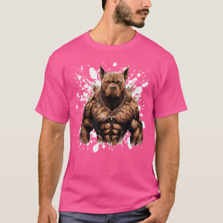 Camiseta Cão com Musculatura Pit Workout Gym Bodbuilding