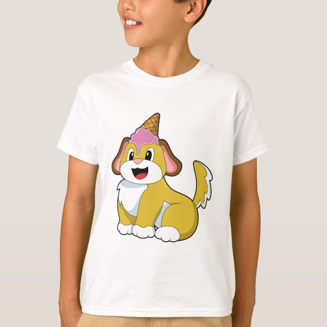 Camiseta Cão com sorvete de Waffle (Frente)