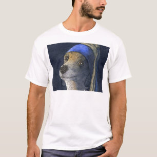 Camiseta Cão com um brinco da pérola