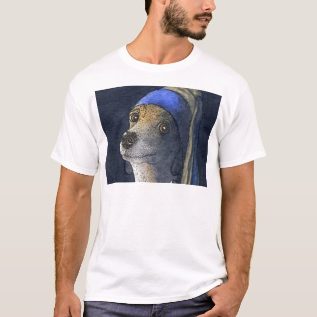 Camiseta Cão com um brinco da pérola (Frente)