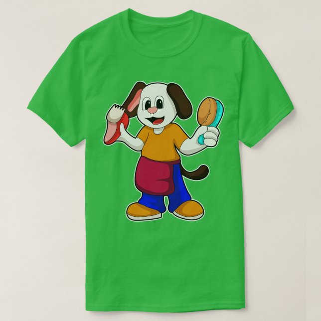 Camiseta Cão como cabeleireiro com Razor (Frente do Design)