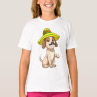 Cão como mexicano com chapéu de palha
