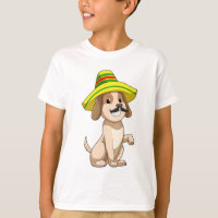Cão como mexicano com chapéu de palha