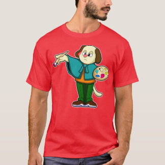 Camiseta Cão como Pintor com Pintura de Pincel