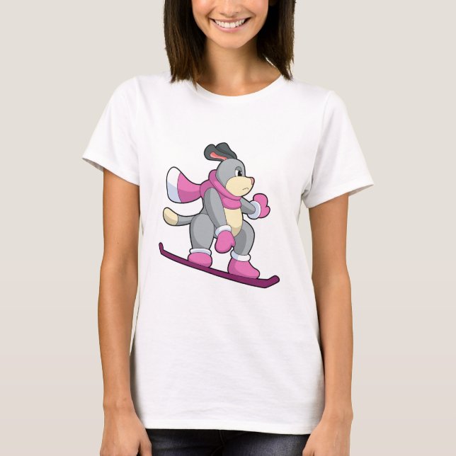 Camiseta Cão como Snowboarder com Sonowboard (Frente)