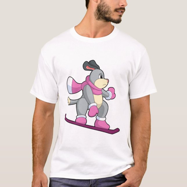 Camiseta Cão como Snowboarder com Sonowboard (Frente)
