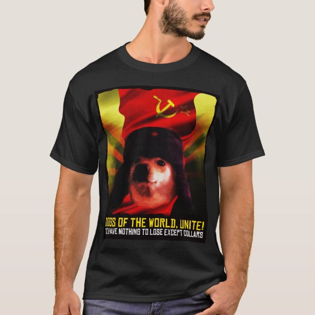Camiseta Cão comunista Jimbo do camarada Doggo Meme Rússia (Frente)