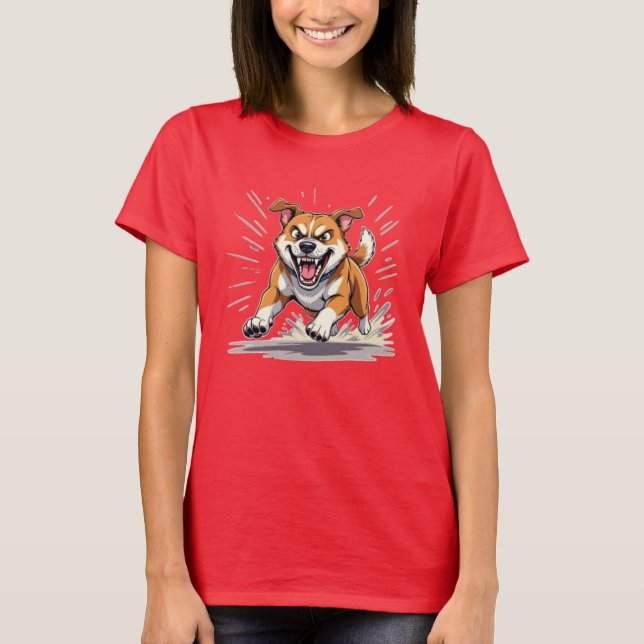 Camiseta Cão Correndo Feroz – Ilustração de Poder & Movimen (Frente)