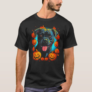 Camiseta Cão Corso Abóbora de Halloween
