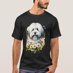Camiseta Cão Coton de Tulear Flores Silvestres de Verão Mar
