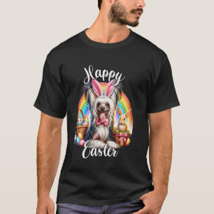 Camiseta Cão Crestudo Chinês Feliz Páscoa Cão Crestudo Chin