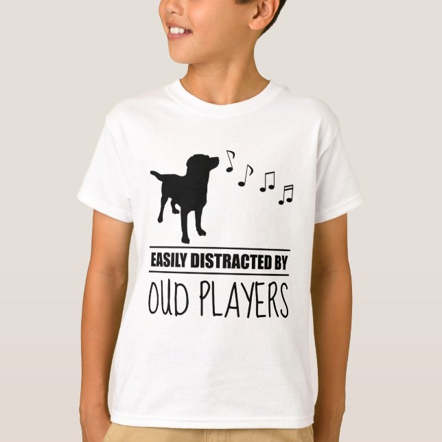 Camiseta Cão Curioso facilmente distraído por jogadores ext (Frente)