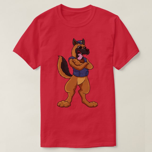 Camiseta Cão da polícia como agente da polícia com colete p (Frente do Design)