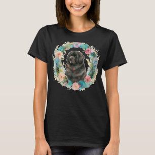 Camiseta Cão da Terra Nova Floral da Terra Nova, Flor e Flo