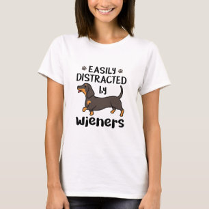 Camiseta Cão Dachshund facilmente distraído por saltadores