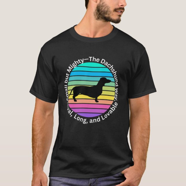 Camiseta Cão-Dachshund, Leal, Longo, Adorável (Frente)