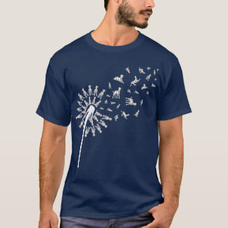Camiseta Cão-Dandelion Cão-Pêr-Pé-Cão-Dão-Cão-Raça Da