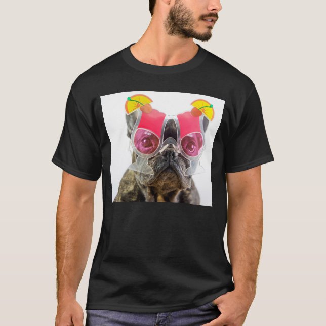 Camiseta Cão das imagens | de Getty com vidros de cocktail (Frente)