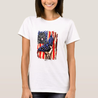 Camiseta Cão-de-água português Patriótico Cão-de-Bandeira A