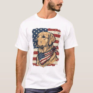 Camiseta Cão de Água Retriever Patriótico Design Vetorial V