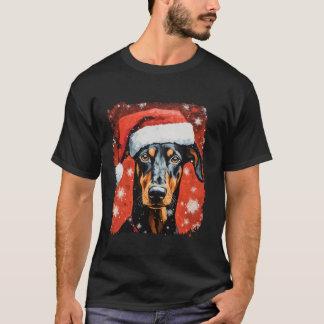 Camiseta Cão de Arte Pop Doberman Natal