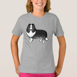 Camiseta Cão-de-bi-Black Shetland Sheepdog Cute