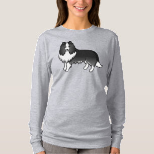 Camiseta Cão-de-bi-Black Shetland Sheepdog Cute