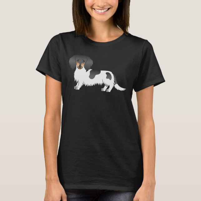 Camiseta Cão-De-Cabelo Longo Preto E Penteado (Frente)