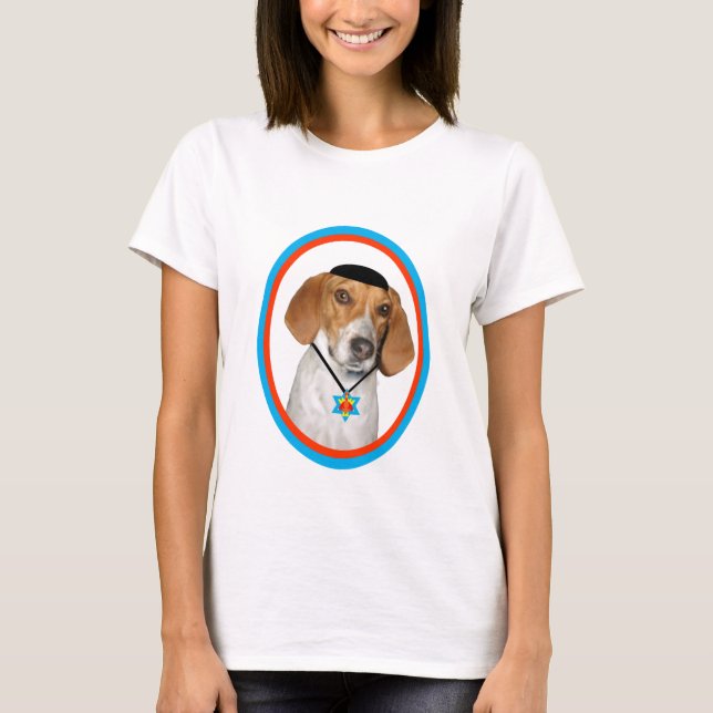 Camiseta Cão de cão engraçado de Thanksgivukkah com Yamaka (Frente)