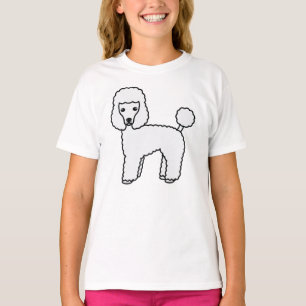 Camiseta Cão de Cartoon Branco de Poodle