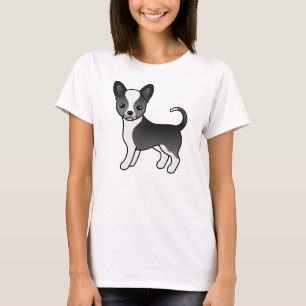 Camiseta Cão-De-Cartoon Casaco Chihuahua Negro E Branco