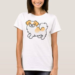 Camiseta Cão de Cartoon Pintura Tibetana Espanhola