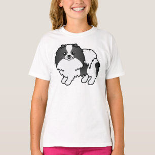 Camiseta Cão-de-Cartoon Pomerano Partidário Preto