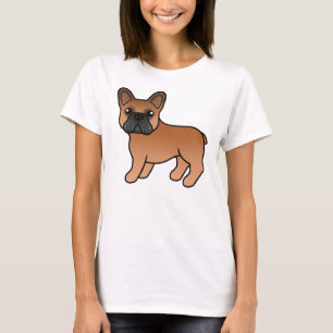 Camiseta Cão-de-Cartoon Vermelho Francês Bulldog