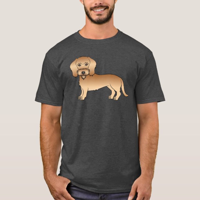 Camiseta Cão de Cartoons de Dachshund Cute de Whaten Wire (Frente)