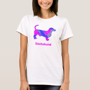 Camiseta Cão-de-cheiro Silhueta Rosa Quente e Azul