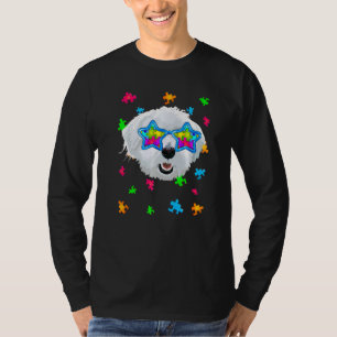 Camiseta Cão de Consciência do Quebra-cabeça Autismo Maltês