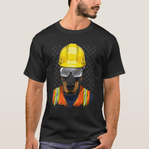 Camiseta Cão de Construção Doberman Pinscher Trabalhador Pe