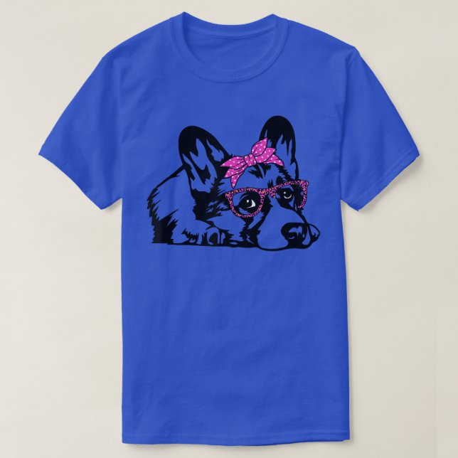 Camiseta Cão de Corgi com óculos de bandana (Frente do Design)